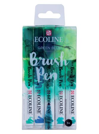 Talens Ecoline Brush Pen - Green Blue Set 5 farger