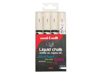 UNI Chalk Marker PWE-5M Sett 4stk Medium Hvit, 