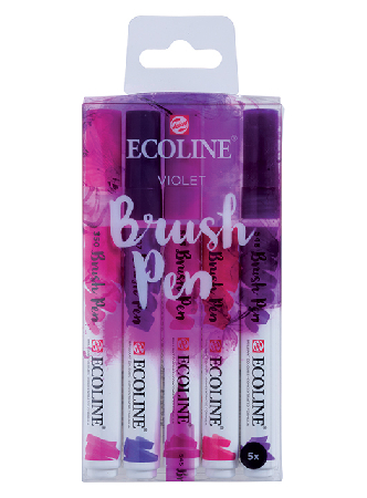 Talens Ecoline Brush Pen - Violet Set 5 farger, 