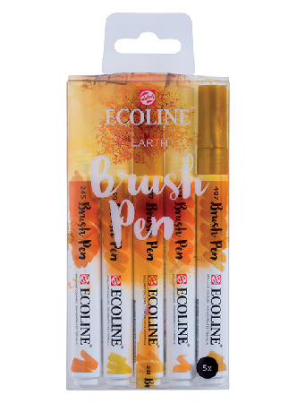 Talens Ecoline Brush Pen - Earth Set 5 farger, 