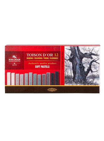 Koh-i-Noor Soft Pastell Firkantet 8592 - Sett 12 Grå, 